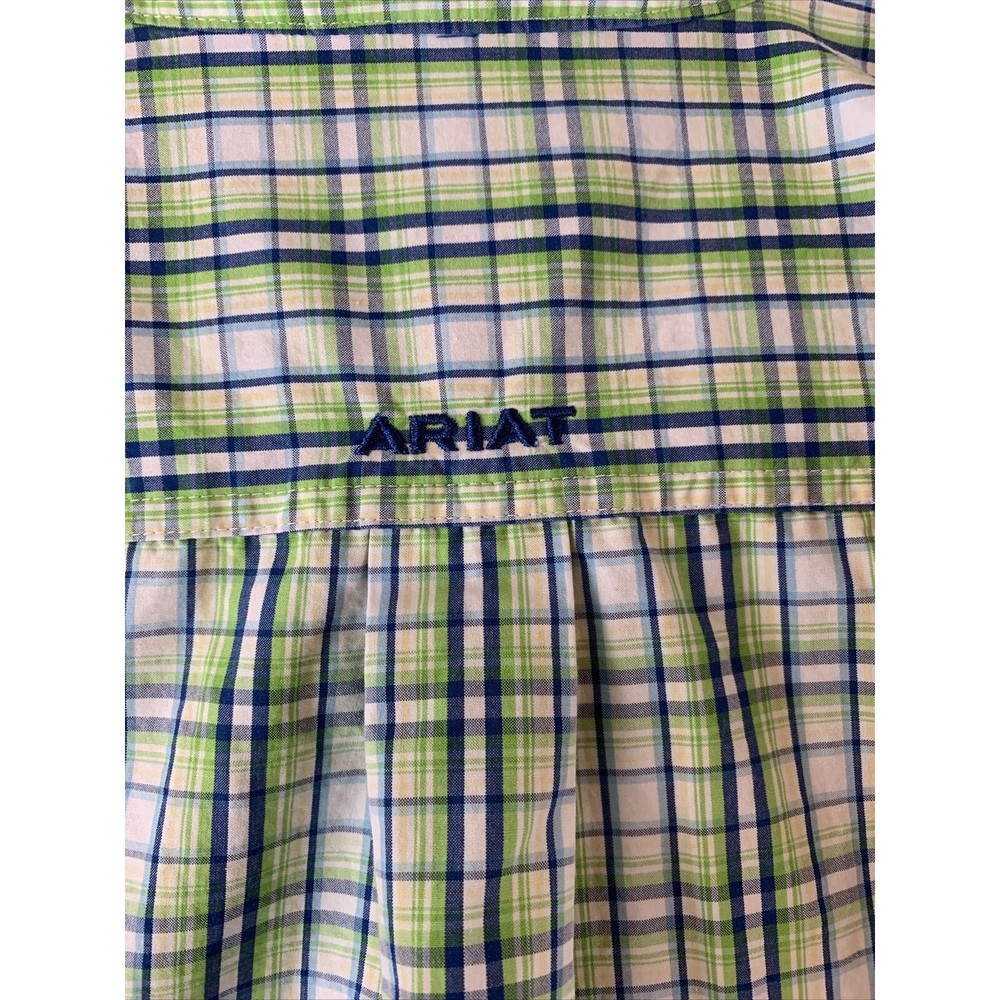 Ariat Pro Series Mens Size Medium Button Front Long Sleeve Shirt Plaid - Picture 5 of 11